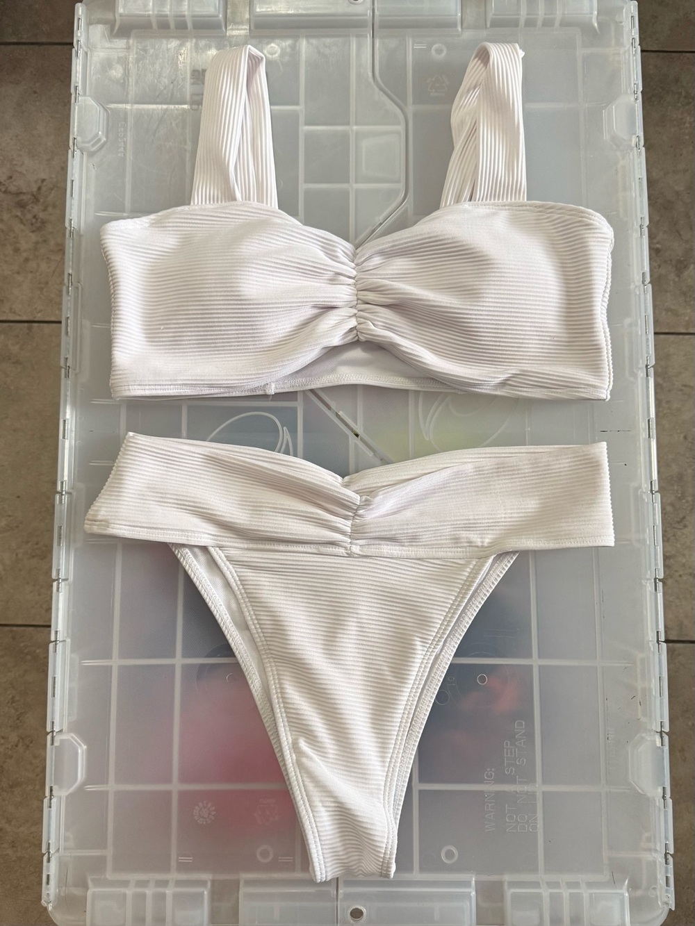 White Ribbed Two-Piece Bikini Set